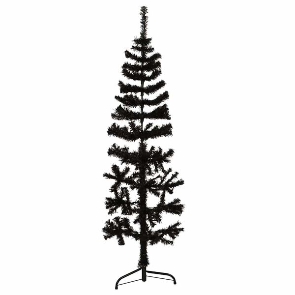 vidaXL Demi sapin de No&euml;l artificiel mince avec support Noir 150 cm