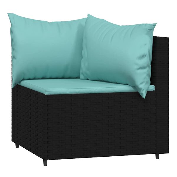 vidaXL Salon de jardin 3 pcs avec coussins Noir R&eacute;sine tress&eacute;e