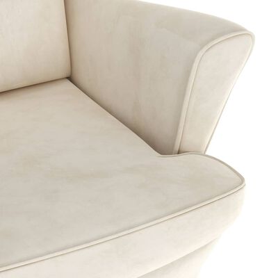 vidaXL Fauteuil blanc crème velours