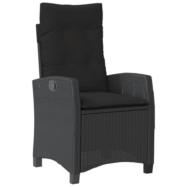 vidaXL Ensemble &agrave; manger de jardin coussins 2pcs noir r&eacute;sine tress&eacute;e