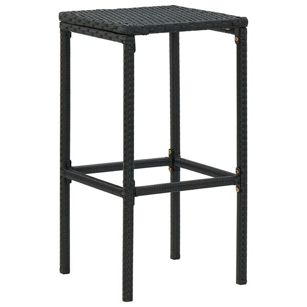 vidaXL Tabourets de bar avec coussins lot de 3 noir r&eacute;sine tress&eacute;e
