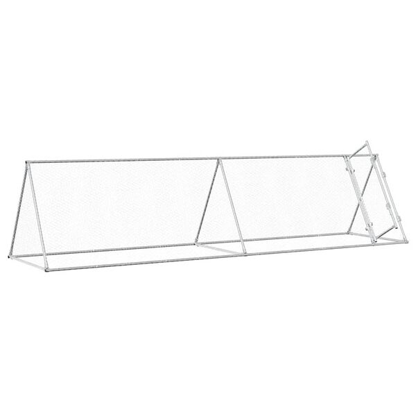 vidaXL Cage pour poules argent&eacute; 400x105x91 cm acier galvanis&eacute;