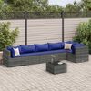 vidaXL Salon de jardin 7 pcs avec coussins Gris R&eacute;sine tress&eacute;e