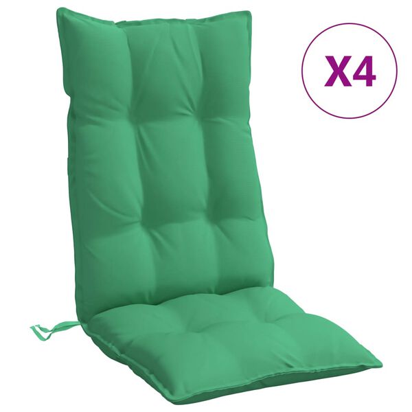 vidaXL Coussins de chaise &agrave; dossier haut lot de 4 vert tissu oxford