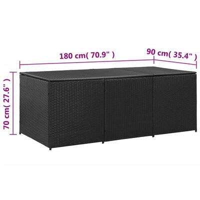 vidaXL Boîte de rangement de jardin Résine tressée 180x90x70 cm Noir