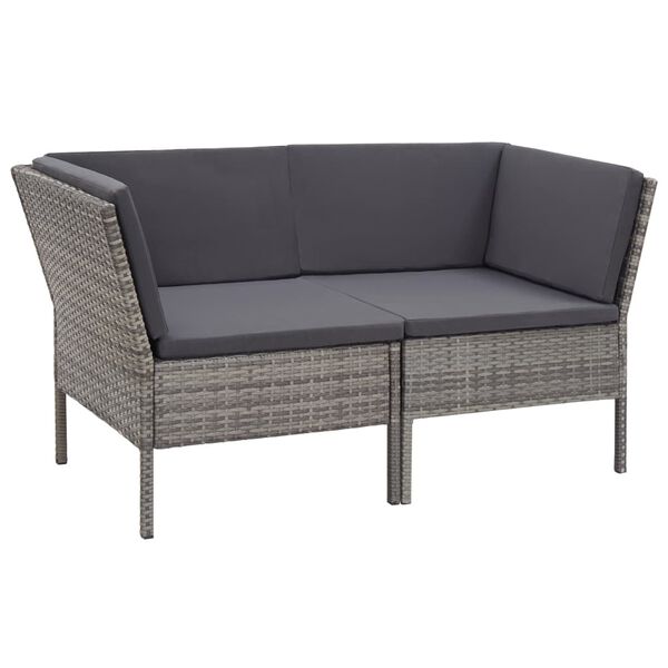 vidaXL Salon de jardin 6 pcs avec coussins r&eacute;sine tress&eacute;e gris