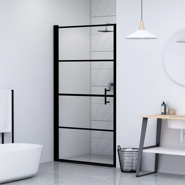 vidaXL Porte de douche verre tremp&eacute; 91x195 cm noir