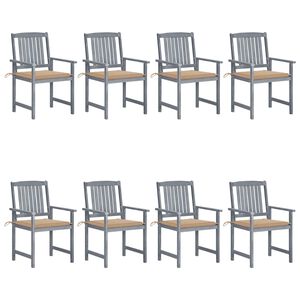 vidaXL Chaises de jardin et coussins lot de 8 Bois acacia solide Gris