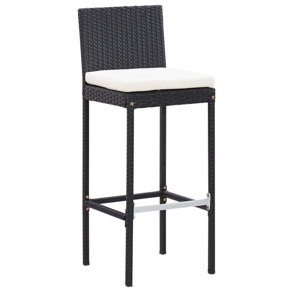 vidaXL Ensemble de bar de jardin 7 pcs et coussins R&eacute;sine tress&eacute;e Noir