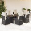vidaXL Ensemble à manger de jardin coussins 7pcs Noir Résine tressée