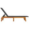 vidaXL Chaise longue Noir/marron R&eacute;sine tress&eacute;e/bois massif d'acacia