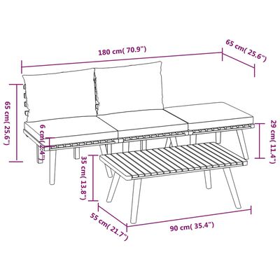 vidaXL Salon de jardin 4 pcs avec coussins Bois d'acacia solide