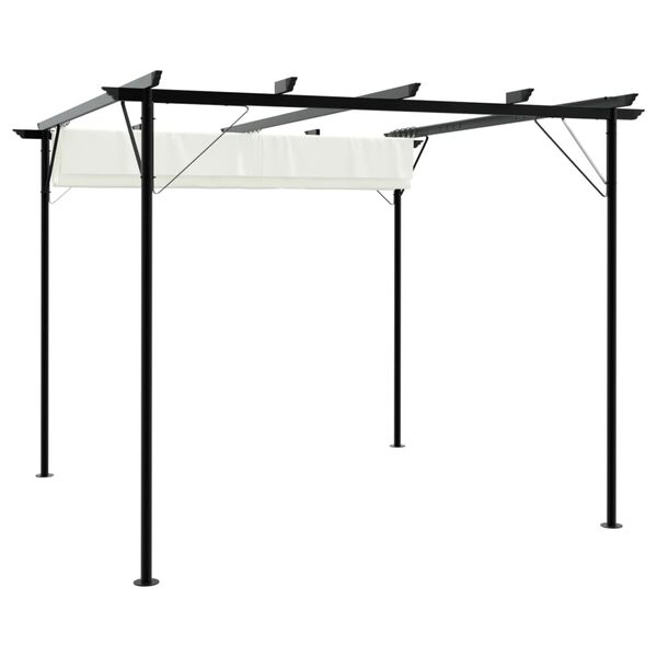 vidaXL Pergola avec toit r&eacute;tractable Blanc cr&egrave;me 3 x 3 m Acier