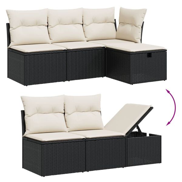 vidaXL Salon de jardin 6 pcs avec coussins noir r&eacute;sine tress&eacute;e