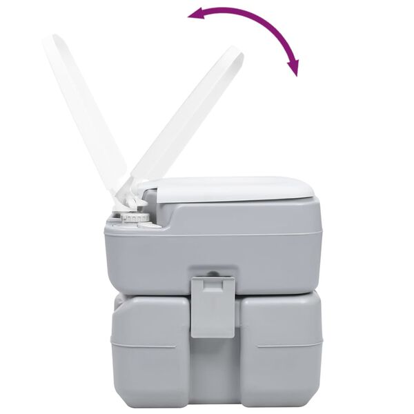vidaXL Toilette portable de camping Gris 20+10 L