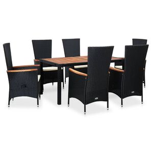 vidaXL Ensemble &agrave; manger d'ext&eacute;rieur 7pcs R&eacute;sine tress&eacute;e acacia Noir