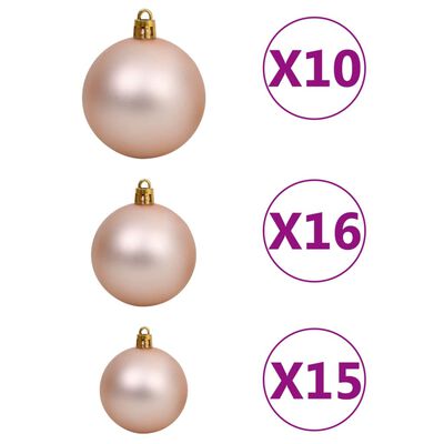 vidaXL Set de boules de Noël avec pic et 300 LED 120pcs Doré rose