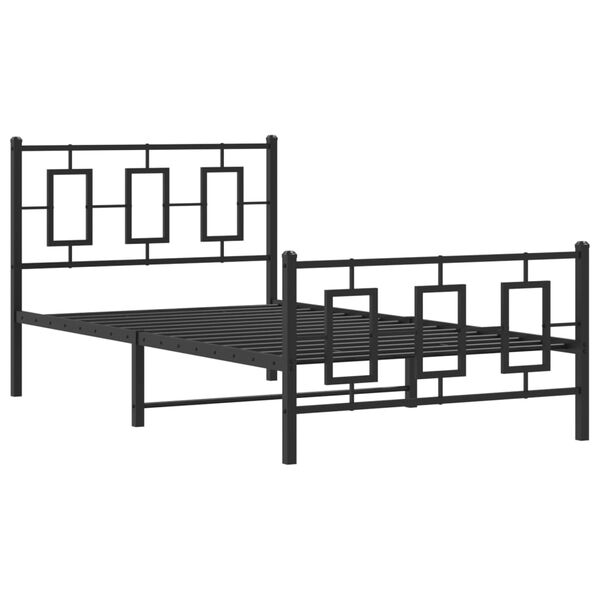 vidaXL Cadre de lit métal sans matelas et pied de lit noir 100x200 cm