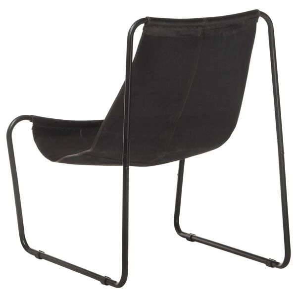 vidaXL Chaise de relaxation Noir Cuir v&eacute;ritable