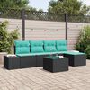 vidaXL Ensemble de canap&eacute; de jardin 5 pcs Noir et turquoise polyrotin