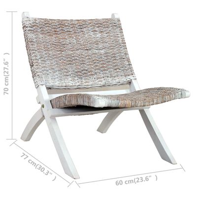 vidaXL Chaise de relaxation rotin kubu naturel et bois d'acajou massif