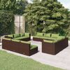 vidaXL Salon de jardin 12 pcs avec coussins R&eacute;sine tress&eacute;e Marron