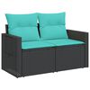 vidaXL Salon de jardin 3 pcs avec coussins noir r&eacute;sine tress&eacute;e