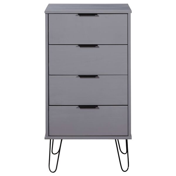 vidaXL Armoire &agrave; tiroir Gris 45x39,5x90,3 cm Bois de pin solide