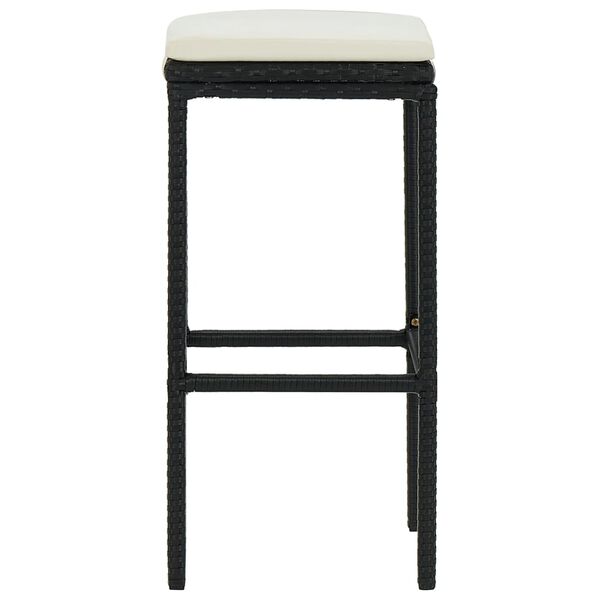 vidaXL Tabourets de bar avec coussins lot de 3 noir r&eacute;sine tress&eacute;e