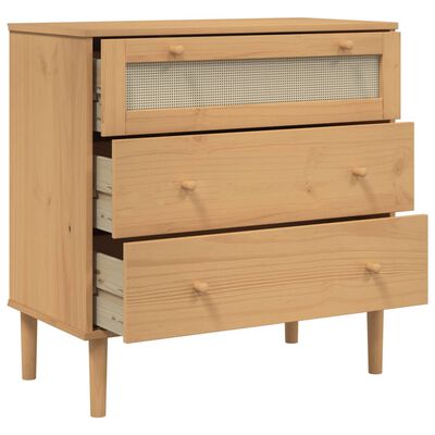 vidaXL Commode SENJA aspect de rotin marron bois de pin solide