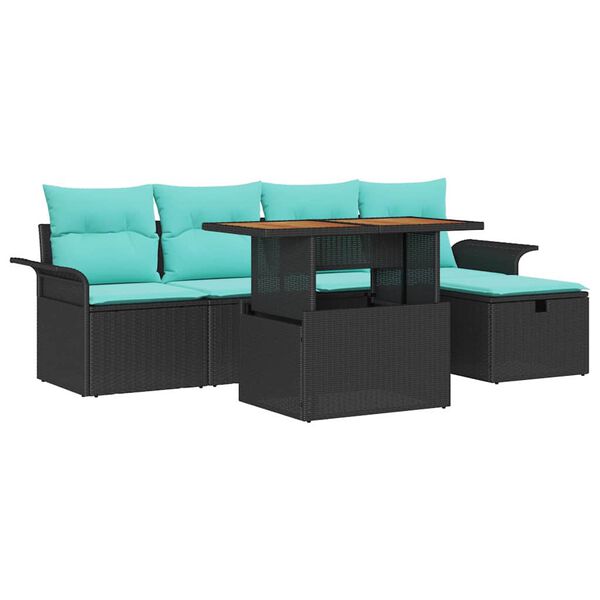 vidaXL Ensemble de canapé de jardin 6 pcs Noir polyrotin