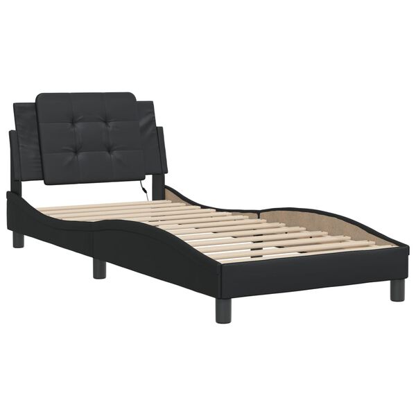 vidaXL Cadre de lit avec LED sans matelas Zadar noir 100x203 cm