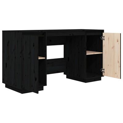 vidaXL Bureau noir 140x50x75 cm bois massif de pin