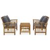 vidaXL Salon de jardin 3 pcs avec coussins Bois d'acacia massif