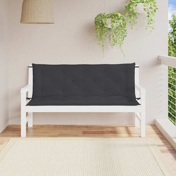 vidaXL Coussin de banc de jardin noir 150x(50+50)x7 cm tissu oxford