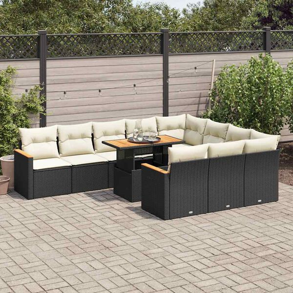 vidaXL Ensemble de canap&eacute;s de jardin 11 pcs et coussins rotin acacia