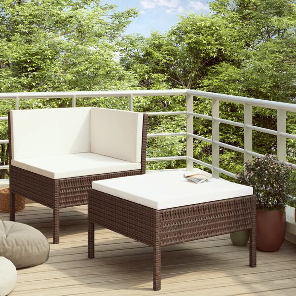 vidaXL Salon de jardin 2 pcs avec coussins R&eacute;sine tress&eacute;e Marron