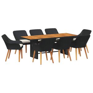 vidaXL Ensemble de salle à manger pour jardin 9 pcs Noir et marron
