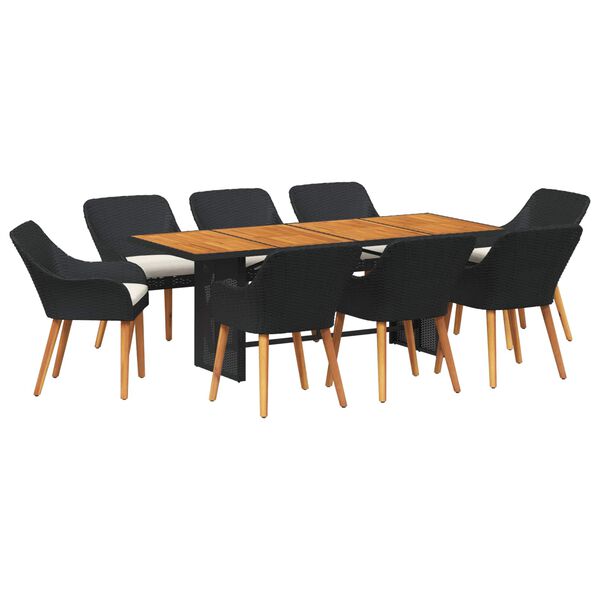 vidaXL Ensemble de salle à manger pour jardin 9 pcs Noir et marron
