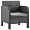 vidaXL Salon de jardin 2 pcs avec coussin PP Rotin Anthracite