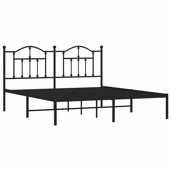 vidaXL Cadre de lit métal sans matelas avec tête de lit noir 183x213cm