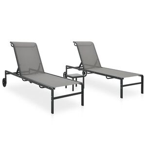 vidaXL Chaises longues lot de 2 avec table Textil&egrave;ne et acier