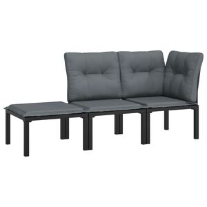 vidaXL Salon de jardin 3 pcs noir et gris r&eacute;sine tress&eacute;e