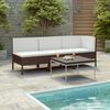 vidaXL Salon de jardin 3 pcs avec coussins R&eacute;sine tress&eacute;e Marron