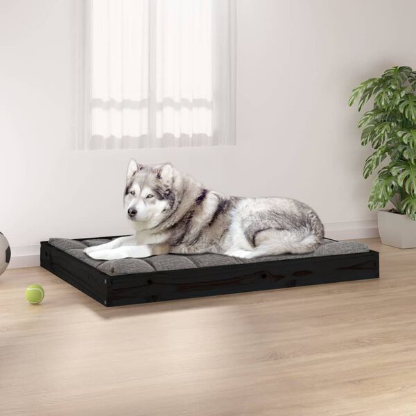 vidaXL Lit pour chien Noir 101,5x74x9 cm Bois de pin solide