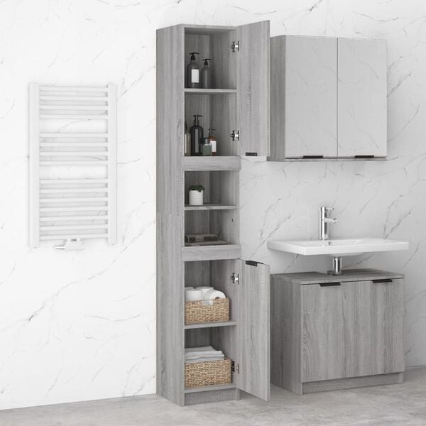 vidaXL Armoire de bain Sonoma gris 32x34x188,5 cm Bois d'ing&eacute;nierie