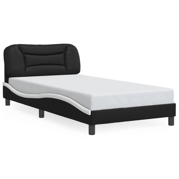 vidaXL Cadre de lit sans matelas Hvar noir et blanc 100x203 cm similicuir