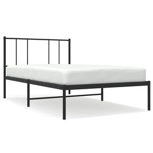 vidaXL Cadre de lit m&eacute;tal sans matelas avec t&ecirc;te de lit noir 100x190cm