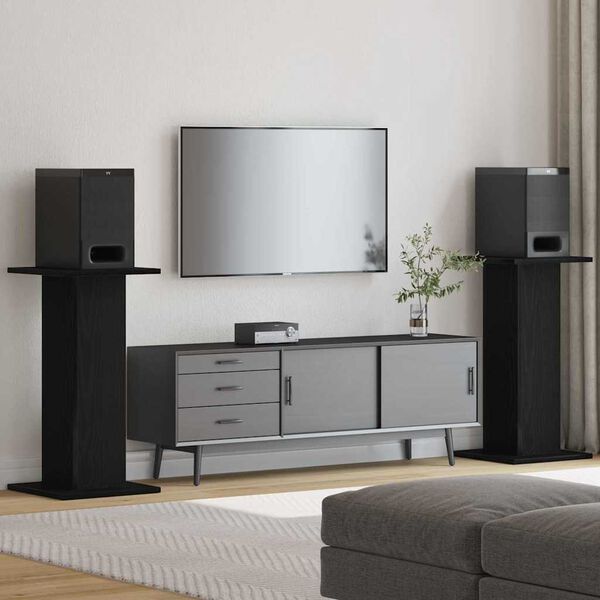 vidaXL Supports de haut-parleur 2 pcs Ch&ecirc;ne noir 30 x 30 x 60 cm