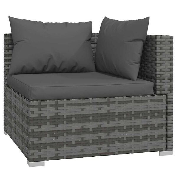 vidaXL Salon de jardin 4 pcs avec coussins R&eacute;sine tress&eacute;e Gris